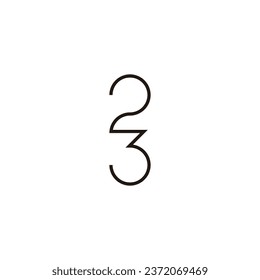 Number 2 3 connect geometric symbol simple logo vector