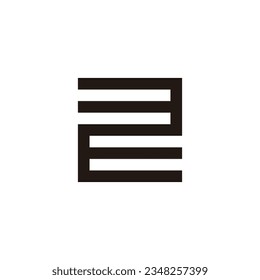 Number 2, 3 letter E square geometric symbol simple logo vector