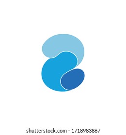 number 2 3d flat curves shadow symbol logo vector