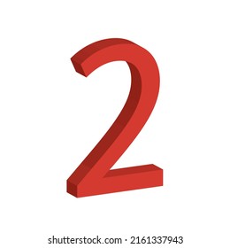NUMBER 2 3D SIMPLE CLIP ART VECTOR ILLUSTRATION