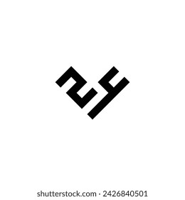 número 2 4 corazón, símbolo geométrico cuadrado simple logo vector