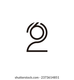 Number 2 6 circle, combination geometric symbol simple logo vector