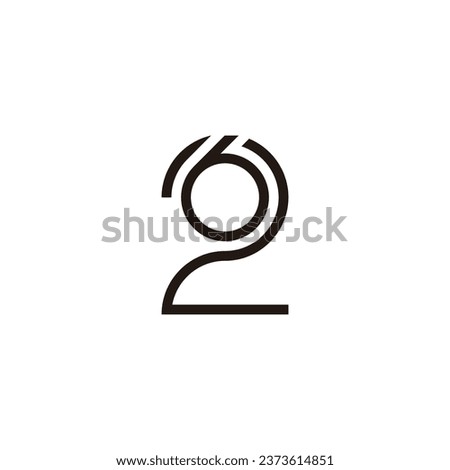 Number 2 6 circle, combination geometric symbol simple logo vector