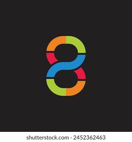 number 2 8 colorful infinity linear logo vector 