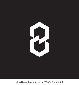 number 2 8 linked hexagonal lines geometric logo vector  