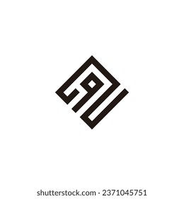 Number 2 9 square, elegant geometric symbol simple logo vector