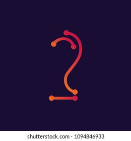 Number 2 , abstract colorful digits, ink mathematic symbol, stylized numeral, dynamic paint trail font. Vector illustration.