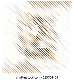 Number 2 - Abstract dotted optical illusion alphabet 