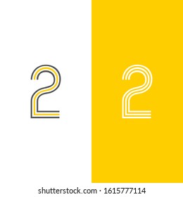Number 2 abstract letter creative line design vector with color background