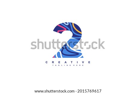 Number 2 Abstract Pop Art Trendy Acrylic Fluid Vector Logo