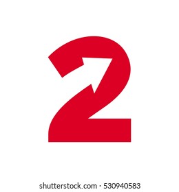 number 2 and arrow icon. logo vector.