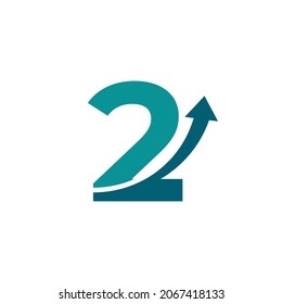 Number 2 Arrow Up Logo Symbol. Good for Company, Travel, Start up, Logistic and Graph Logos
