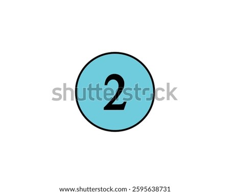 Number 2 in blue circle. Badge, business, card, company, corporate, decoration, design, digit, editable, icon, illustration, infographic,  label, sign, sticker, symbol, template, vector, years
