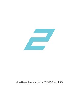 Number 2 blue, modern geometric symbol simple logo vector