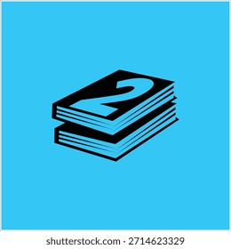número 2 Plantilla de Vector de diseño de logotipos de libros