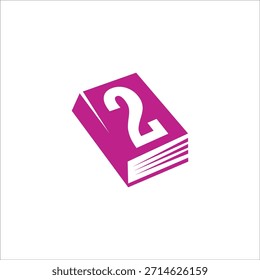 número 2 Plantilla de Vector de diseño de logotipos de libros