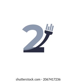 Number 2 Brush and Paint with Minimalist Design Style