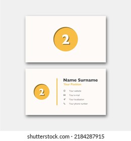 Number "2" with business card template. Vector graphic design elements for company logo. Editable vector design.