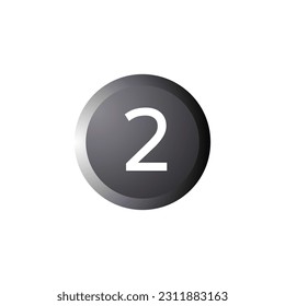 number 2 button sign on white