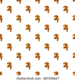 Number 2 from caramel pattern seamless repeat in cartoon style vector illustration