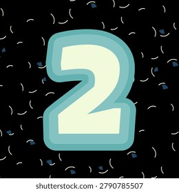 NUMBER 2 character artwork in winter frozen marsh tones with rimmed letterforms and curved mosaic tile accents pattern
