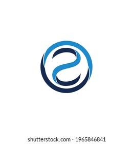 number 2 circle 3d flat shadow geometric logo vector