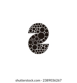Number 2 circles, background geometric symbol simple logo vector
