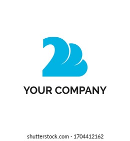 number 2 cloud modern logo vector