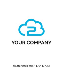 number 2 cloud modern logo vector