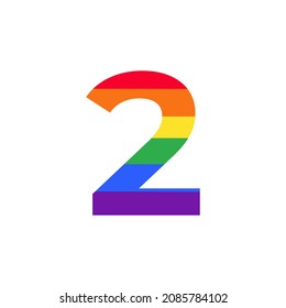 Number 2 Colored in Rainbow Color Logo Design Inspiration for LGBT Concept