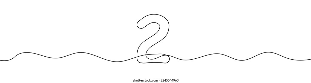 Número 2 en estilo de dibujo de línea continua. Línea de arte número dos. Ilustración vectorial. Resumen del dibujo número 2
