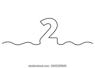 Number 2 in continuous line drawing style. editable One line drawing of number 2 icon. Vector illustration