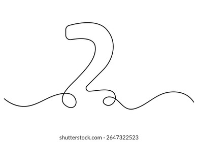 Number 2 in continuous line drawing style. editable One line drawing of number 2 icon. Vector illustration
