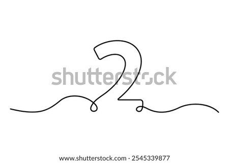 Number 2 in continuous line drawing style. editable One line drawing of number 2 icon. Vector illustration