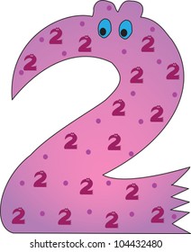 Number 2 from the Crazy Creature Alphabet set, featuring vibrant colors and cute animal characters