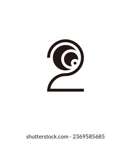 Number 2 crescent moon geometric symbol  simple logo vector