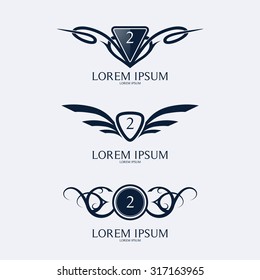 Number 2 crest logo. Alphabet vector logotype design.