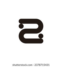 Number 2 curve, dots geometric symbol simple logo vector