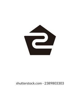 Number 2 curve in polygon geometric symbol simple logo vector