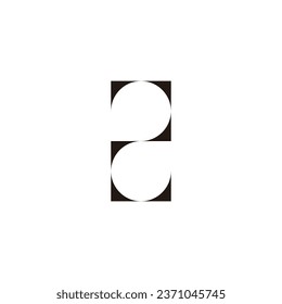 Number 2 curves squares geometric symbol simple logo vector