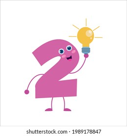 number 2 cute character vector design template illustration