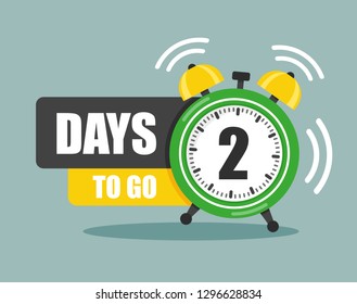 Number of 2 days to go flat icon. Vector stock flat illustration