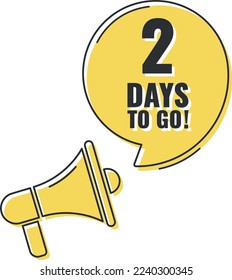 Faltan 2 días para ir. Insignia con, venta, página de inicio, cartel.