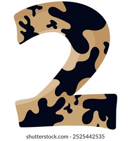 number 2 design for new year with animal design namely with spots of common yellow boa, vector