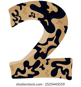 number 2 design for new year with animal design namely with detailed skin spots of common yellow boa, vector