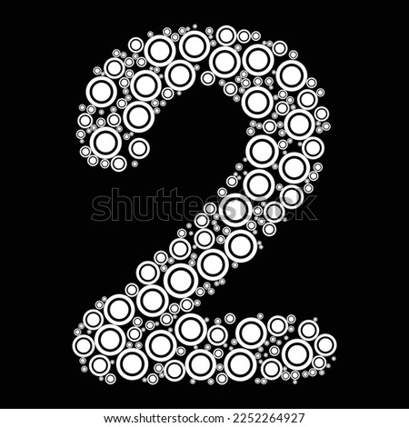 Number 2 design with round geometric shapes