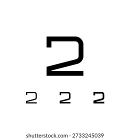 Número 2, numeral digital dos, incluyendo un conjunto de cuatro números cibernéticos diferentes, regular, Mediano, semi negrita, Ilustración vectorial 10EPS