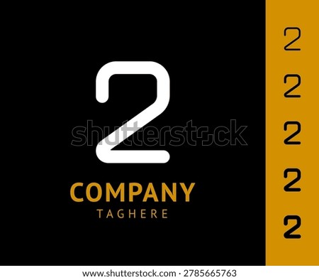 Number 2, digital numeral two, including set of four different cyber numbers, vector illustration 10EPS