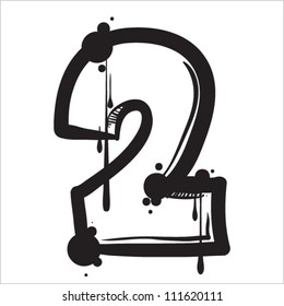 Number 2 from dirty alphabet. Vector illustration