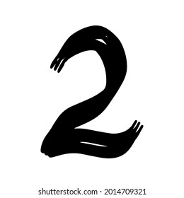 number 2 drawing on white background, vector illustration